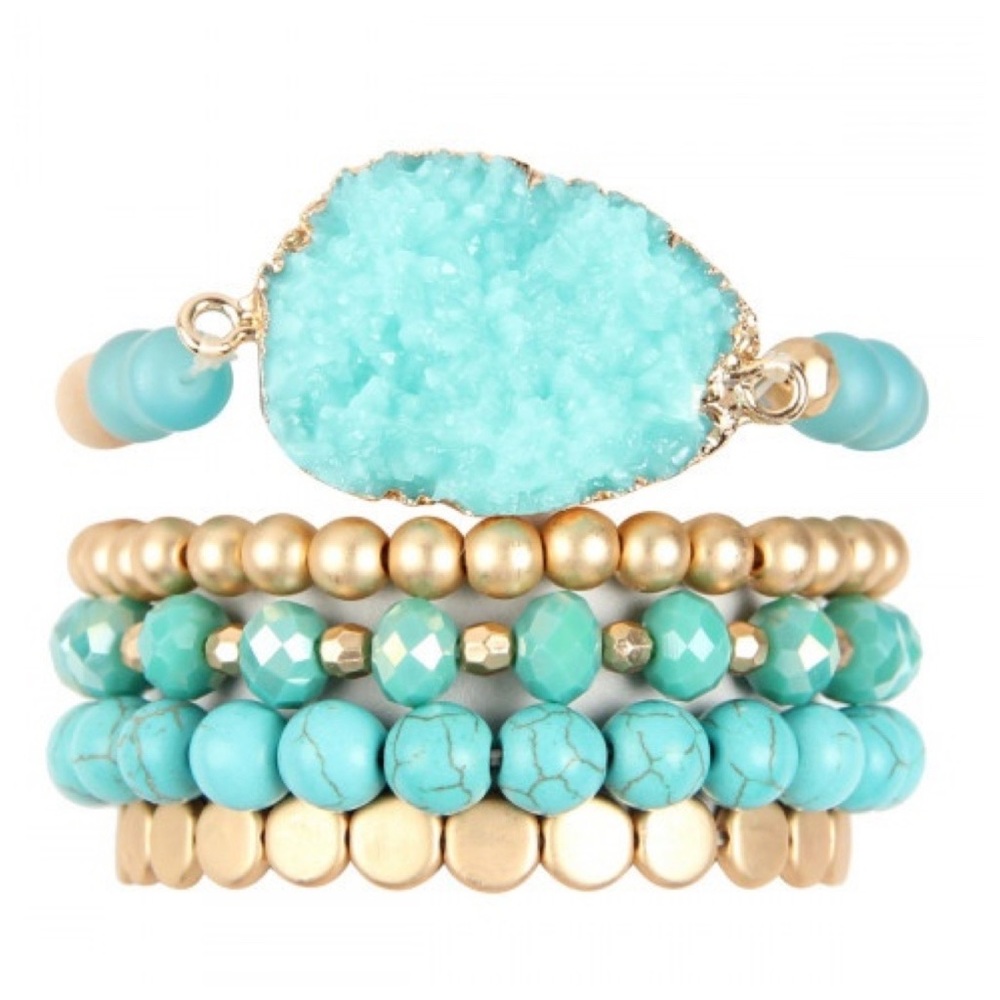 TURQUOISE | Druzy bracelet set
